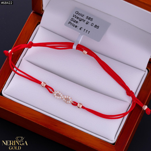 Rose red color cord gold thread bracelet #68422