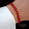 Rose red color cord gold thread bracelet #68822
