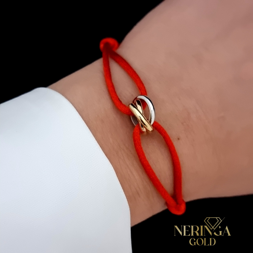 White yellow rose red color cord gold thread bracelet #68866