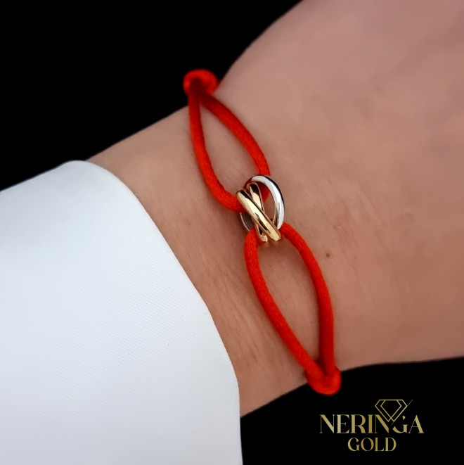 White yellow rose red color cord gold thread bracelet #68866