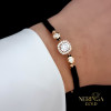 Rose black color cord gold thread bracelet #68858