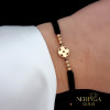 Rose black color cord gold thread bracelet #68859