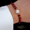 Rose red color cord gold thread bracelet #68863