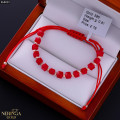 Rose red color cord gold thread bracelet #68829