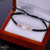 Rose black color cord gold thread bracelet #68858