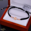 Rose black color cord gold thread bracelet #68859