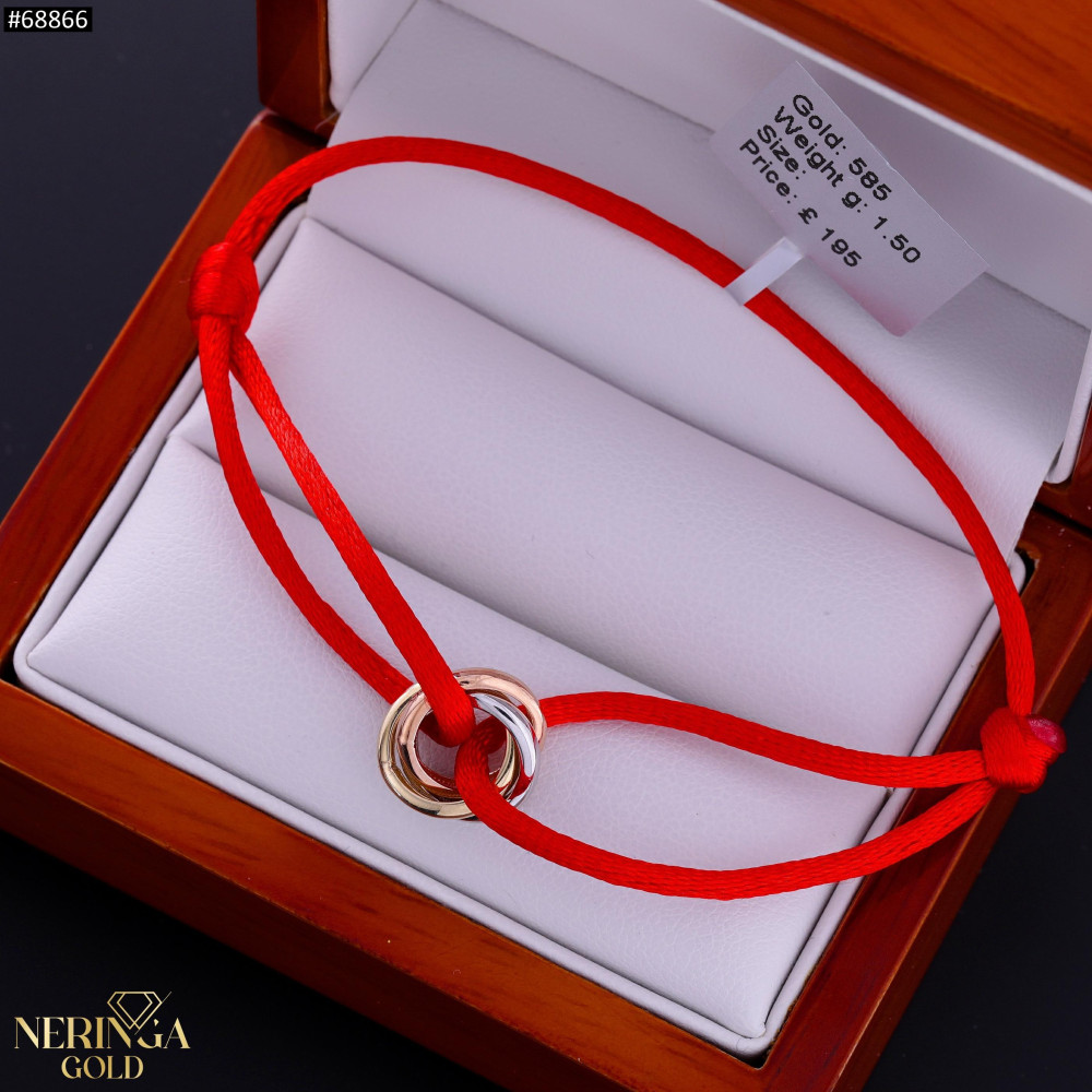 White yellow rose red color cord gold thread bracelet #68866