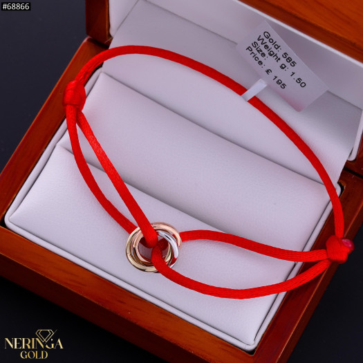 White yellow rose red color cord gold thread bracelet #68866