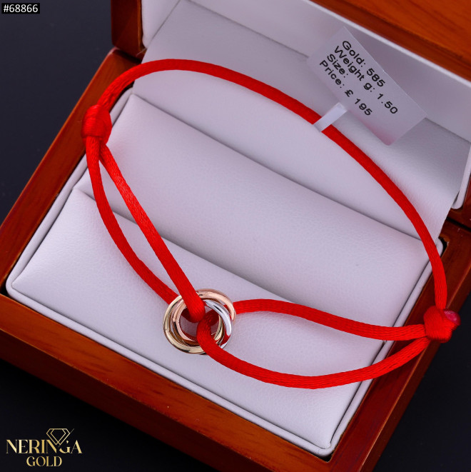 White yellow rose red color cord gold thread bracelet #68866