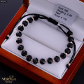 Rose black color cord gold thread bracelet #69311