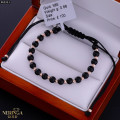 Rose black color cord gold thread bracelet #69333