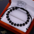 Rose black color cord gold thread bracelet #69340