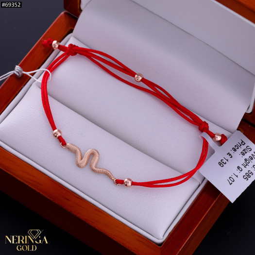 Rose red color cord gold thread bracelet #69352
