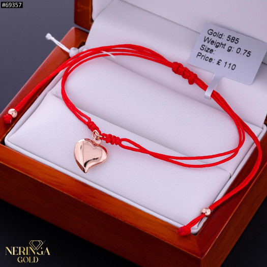 Rose red color cord gold thread bracelet #69357