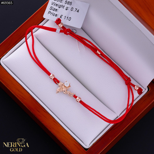 Rose red color cord gold thread bracelet #69365
