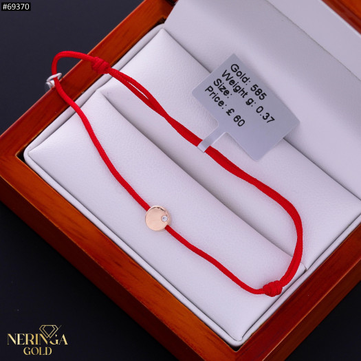Rose red color cord gold thread bracelet #69370