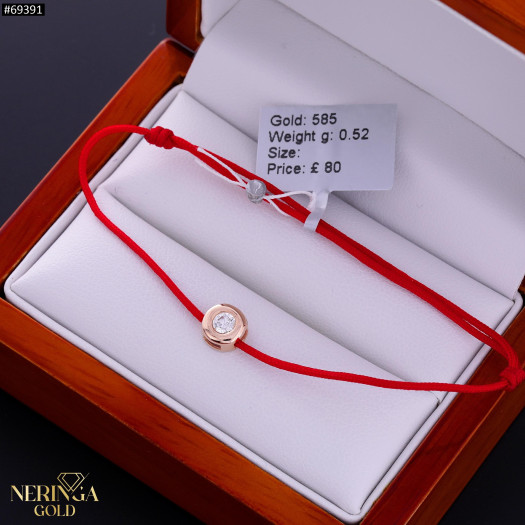 Rose red color cord gold thread bracelet #69391
