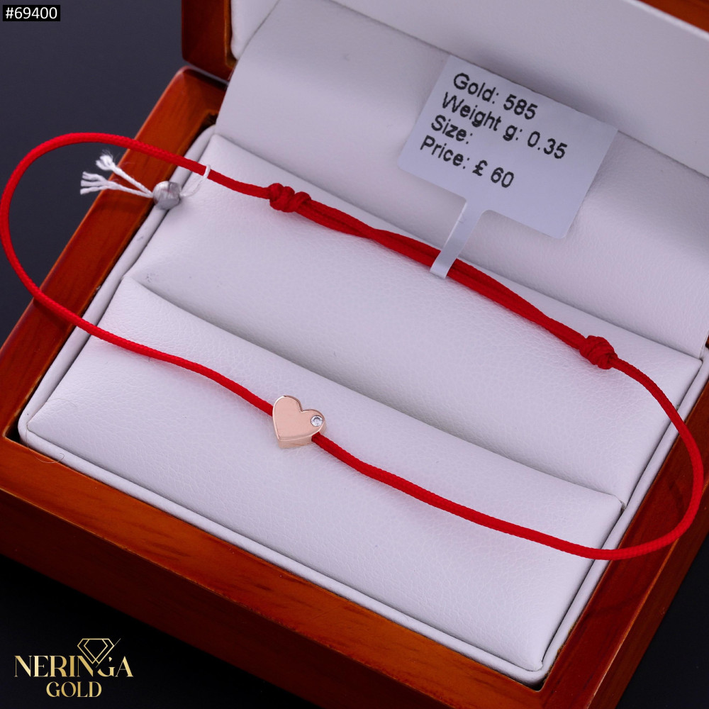 Rose red color cord gold thread bracelet #69400