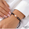 Rose black color cord gold thread bracelet #69697