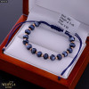 Rose blue color cord gold thread bracelet #69826