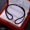 Rose black color cord gold thread bracelet #69838