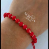 Rose red color cord gold thread bracelet #69799