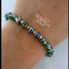 Rose green color cord gold thread bracelet #69811