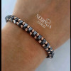 Rose black color cord gold thread bracelet #69832