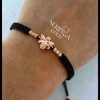 Rose black color cord gold thread bracelet #69795