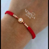Rose red color cord gold thread bracelet #69836
