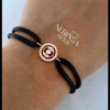 Rose black color cord gold thread bracelet #69838