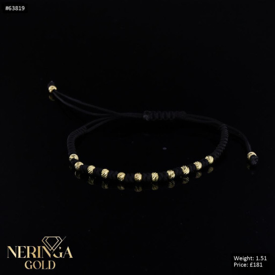 Yellow black color cord gold thread bracelet #63819