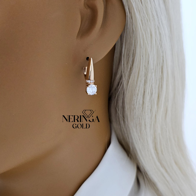 Rose gold english lock earrings #60465