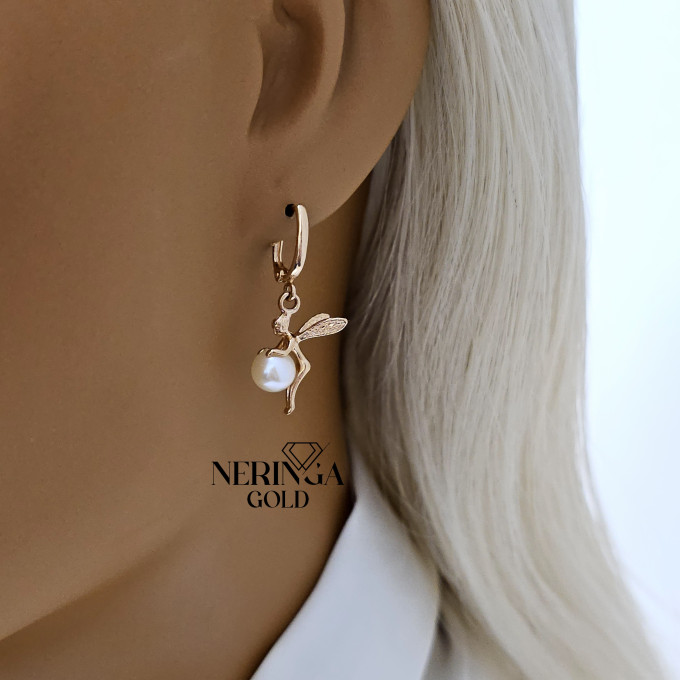Rose gold english lock earrings #60480