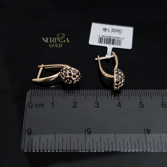Rose gold english lock earrings #60472