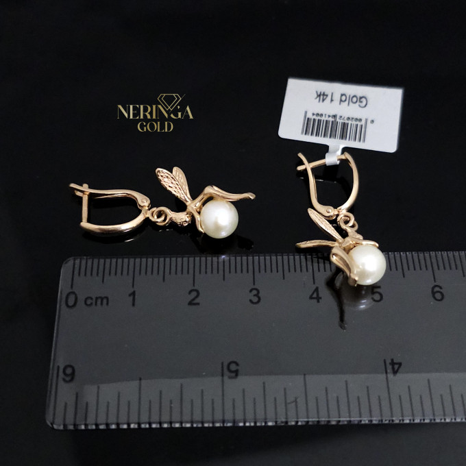 Rose gold english lock earrings #60480