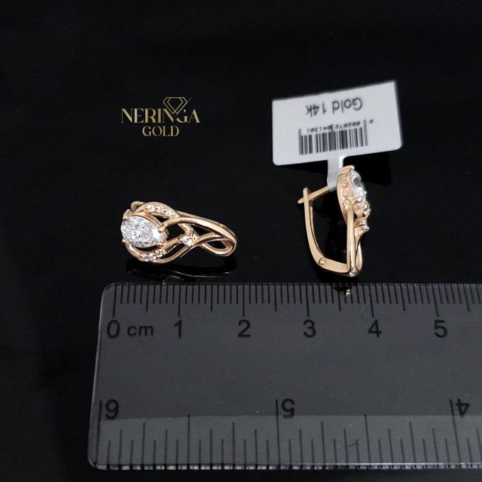 Rose gold english lock earrings #60462