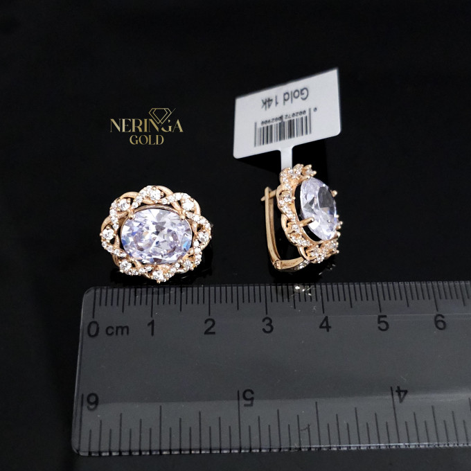 Rose gold english lock earrings #60463