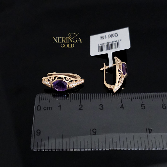 Rose gold english lock earrings #60495