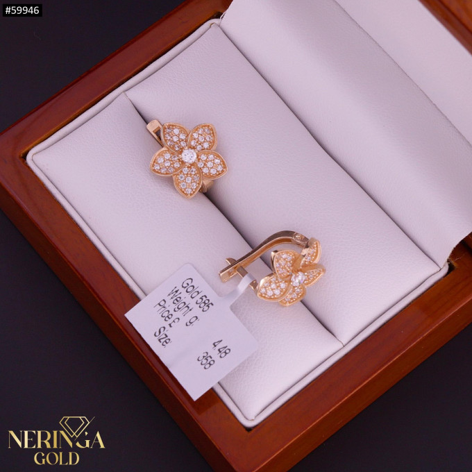 Rose gold english lock earrings #59946