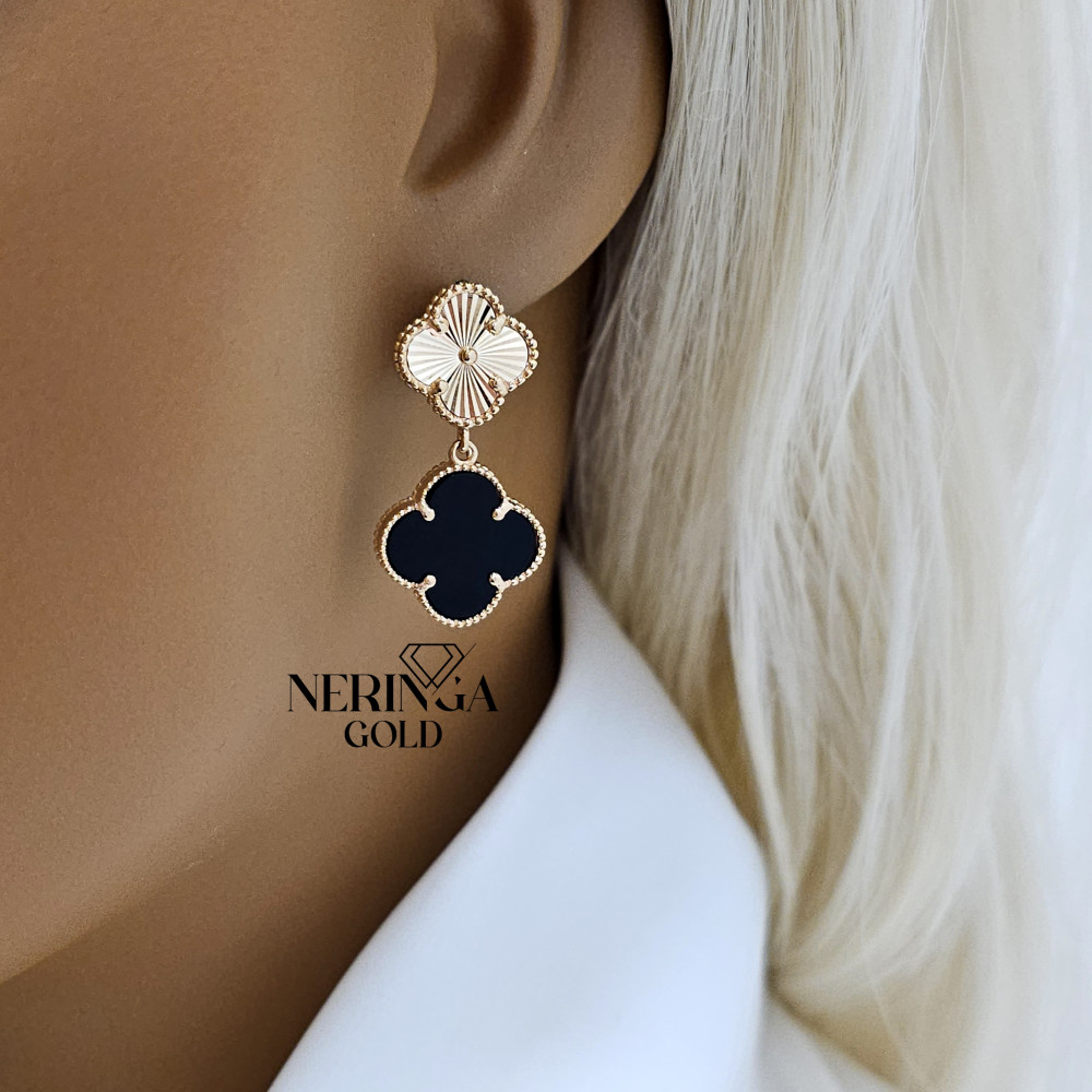 Rose gold english lock earrings #60204