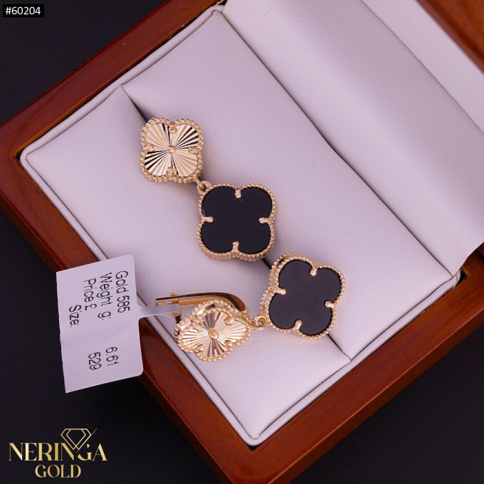 Rose gold english lock earrings #60204