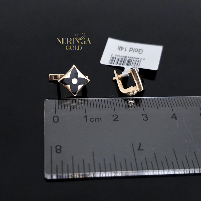 Rose gold english lock earrings #60329