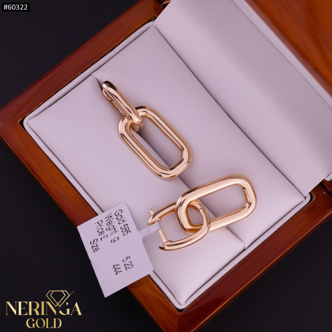 Rose gold english lock earrings #60322