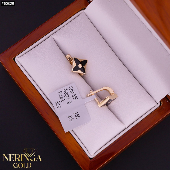 Rose gold english lock earrings #60329