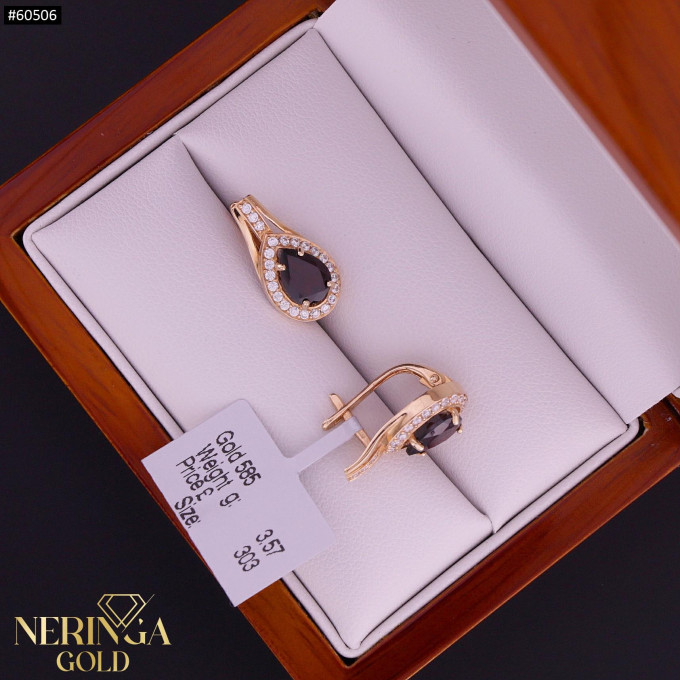 Rose gold english lock earrings #60506