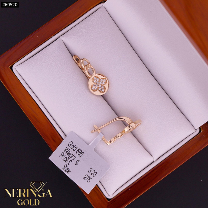 Rose gold english lock earrings #60520
