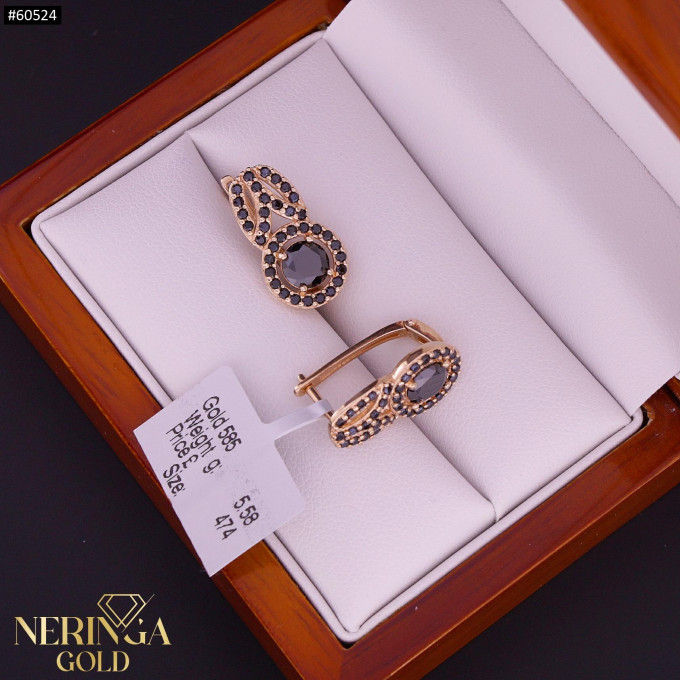 Rose gold english lock earrings #60524