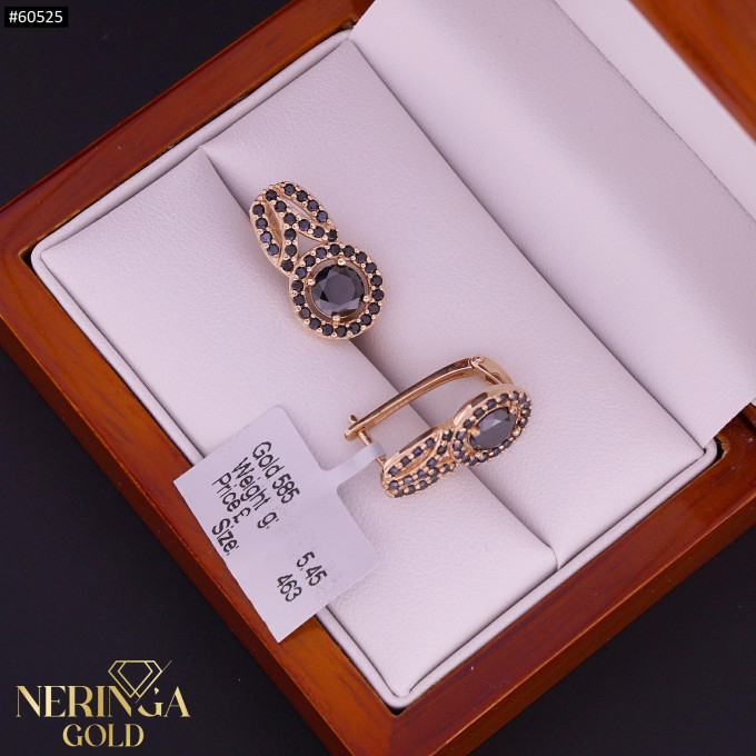Rose gold english lock earrings #60525