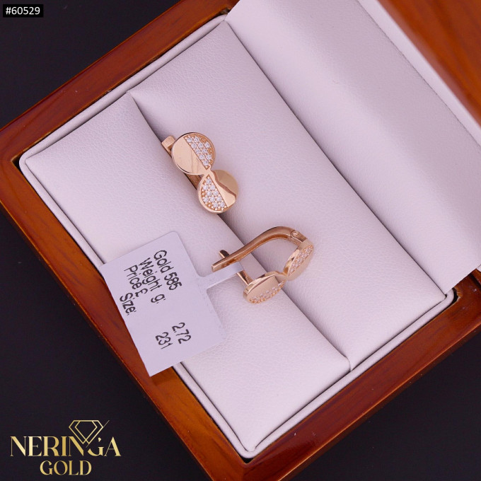Rose gold english lock earrings #60529